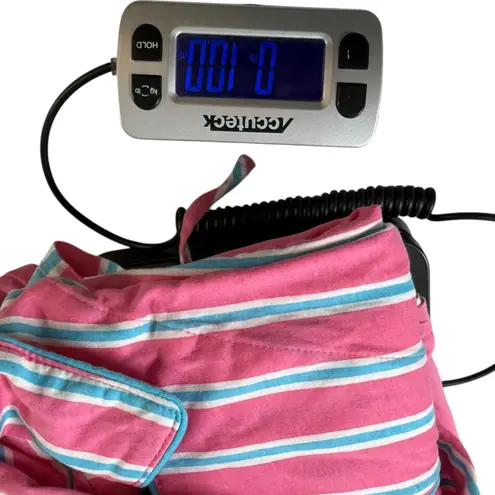 Ralph Lauren Polo  Women's Pajama Set Hot Pink Blue Stripes 1X Cotton Sleepwear