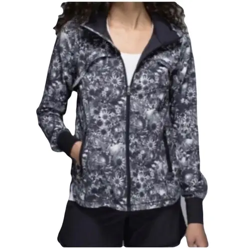 Lululemon  Athletica Bring Back The Track Jacket in Flowabunga Black Angel Wing 2