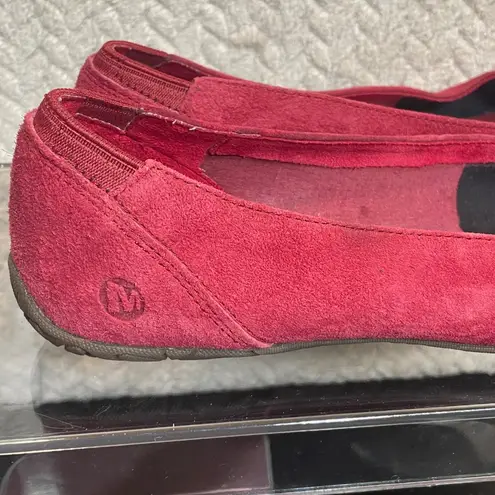 Merrell Red Suede Ballet Flat Shoes Women Size 8 Balletcore Cottagecore coquette
