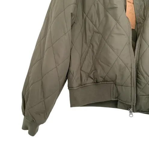 Thread & Supply Olive Green Quilted Bomber Jacket Women Size Extra Small NEW XS