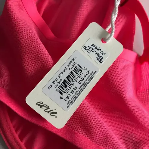 Aerie Smoothez by  Bra Balconette Sheer Mesh Unlined Underwire Pink 34D