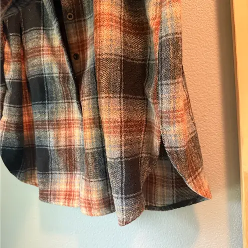 Orange and Black Long Sleeve Boxy Button Down Shirt