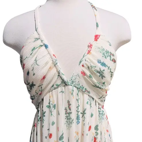 CeCe Womens Pleated Chiffon Maxi Dress Floral Size Large NWT