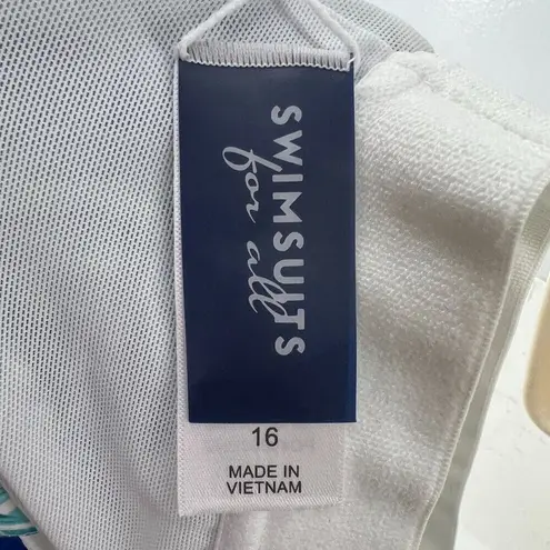 Swimsuits For All Plus Size Lightweight Blouson Tankini Top Size 16 Teal Ropes Green