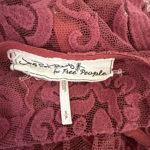 Jens Pirate Booty Free People El Sol Dark Rose Lace Babydoll Mini Dress Size S Pink