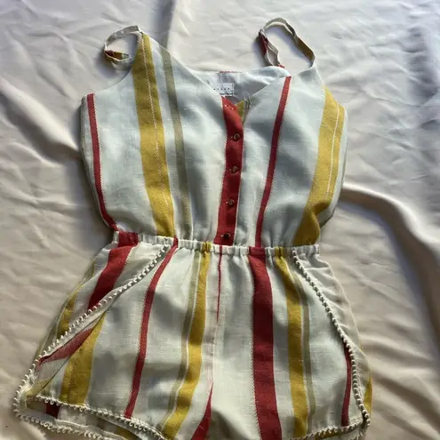 Dance & Marvel Red and Yellow Striped Jumpsuit Size M