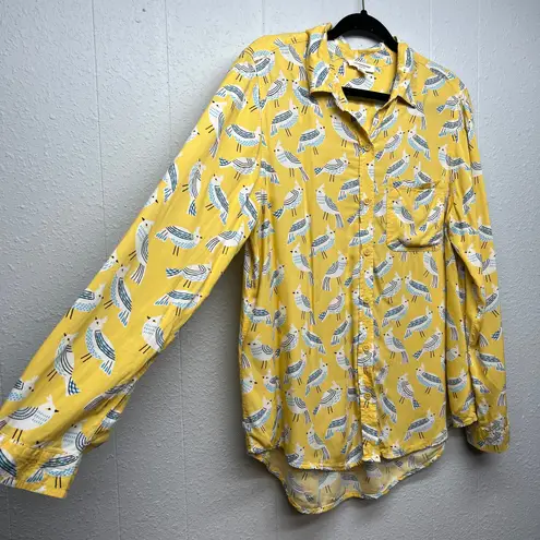 BeachLunchLounge  Shirt Womens Large Novelty Bird Print Relaxed Casual Minimalist