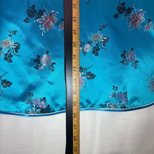 Vintage 80's Embroidered Teal Floral Top Feminine Chic Romantic, 38, W/Flaws Blue