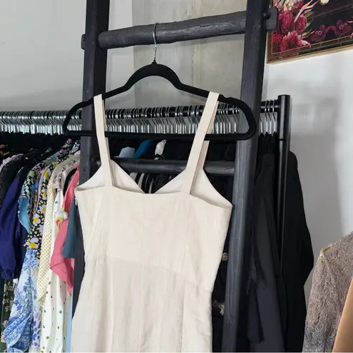 Club Monaco Linen Fluted Hem Mini Dress Beige Neutral