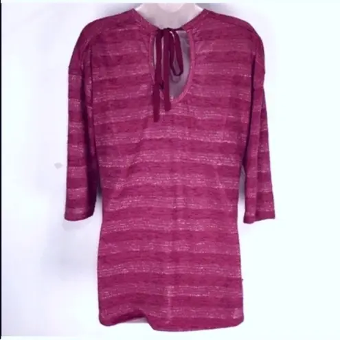 Maison Jules high low berry pink 3/4 sleeve top