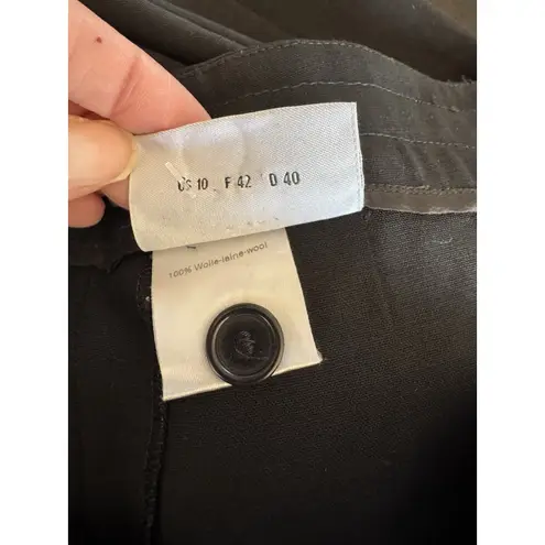 Akris Punto Black Wool Semi Sheer Straight Leg Pleated Pants Women’s Size 10