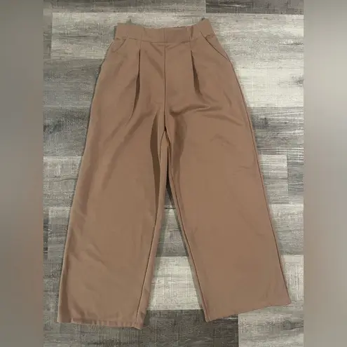 Halara High Waisted Side Pocket Wide Leg Fleece Casual Pants in Mocha Mousse