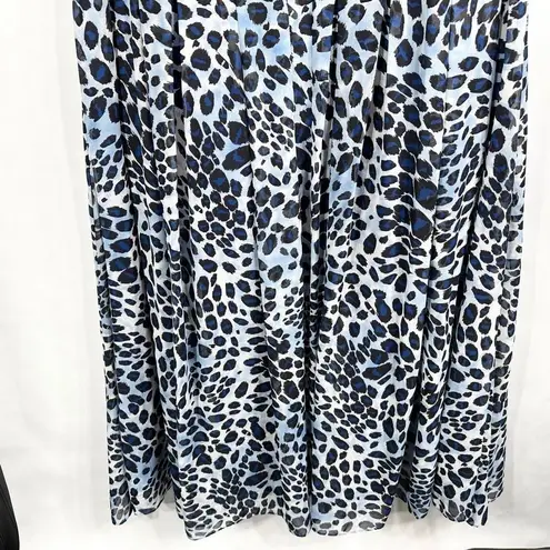 Jessica London Plus Size 24 Dress Maxi Floor Length Blue Leopard Print Lined 561