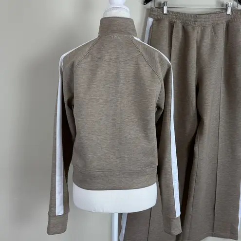 YPB NeoKnit by A&F Active Pants & Jacket Set in Beige Heather Size Large Tan