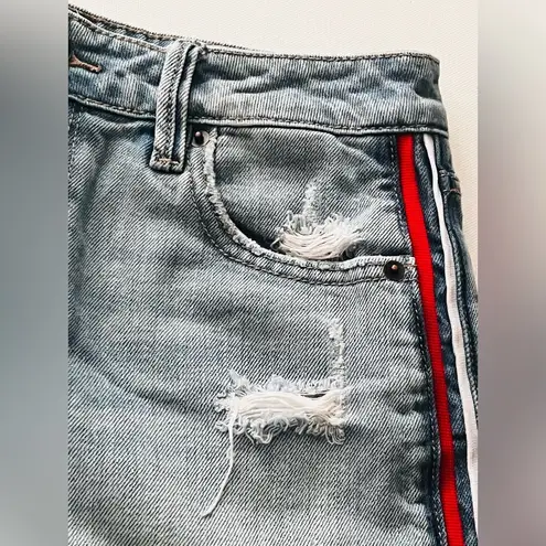 Hidden Red & White Striped Jeans Shorts Blue Size M