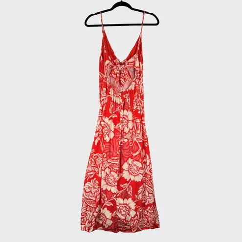 Paper Heart Womens Dress Red Maxi Floral V Neck Cami Cut Out Back A Line Medium