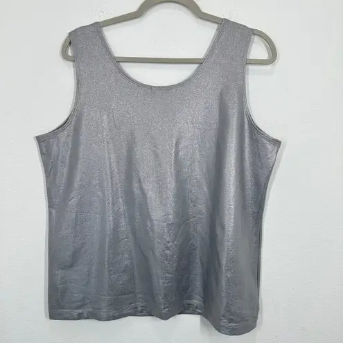 Chico's  Metallic Silver Tank Top Women's Size XL 16 Sleeveless Shimmer Holiday