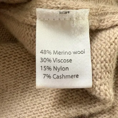 Benedetta B. Merino Wool Cashmere Turtleneck Sweater in Beige, Size XS Tan