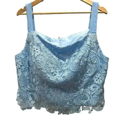 NWT Wedding Dress Baby Blue Lace Crop Top Medium Blue