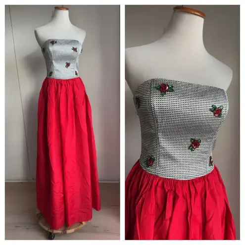 Vintage 90s Formal Dress Full Length Ball gown Size 4 Modern Red Prom