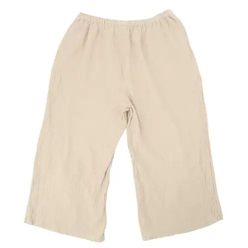 Oh My Gauze! Tie Pocket Crop Capri Beige Sammy Pants 3 2XL Tan Size XXL