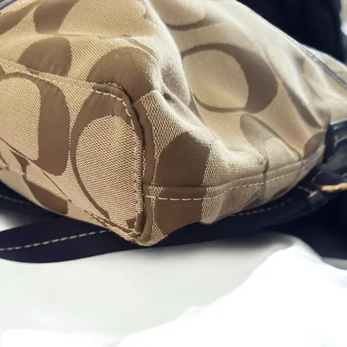 Coach Crossbody Signature Foldover - Khaki/Navy F23304 Jacquard Tote