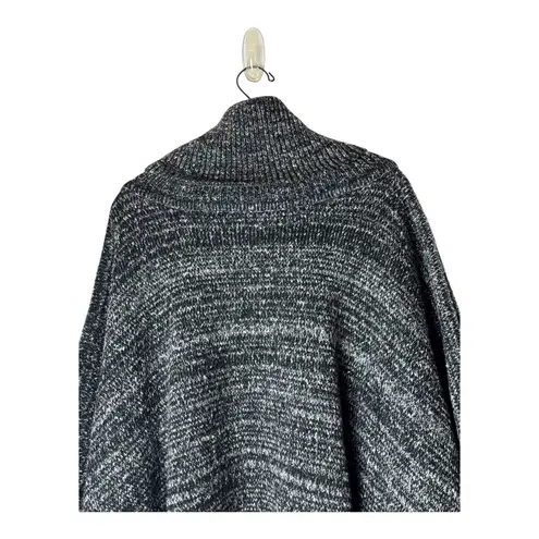 Michael Stars Poncho Women OS Black Gray Knit Cowl Neck Knit Cape Sweater