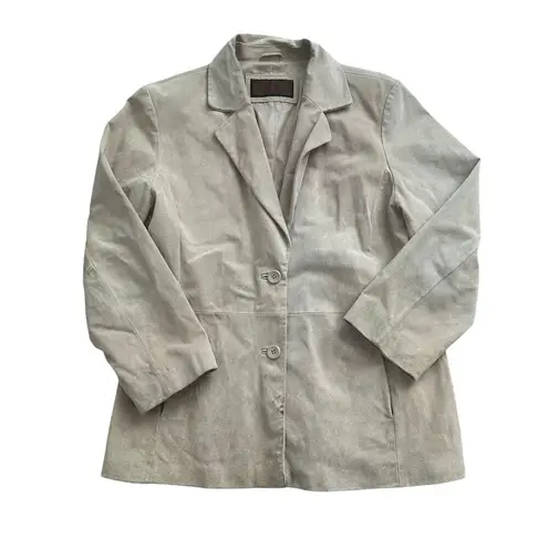 SIENA light beige leather suede button front jacket Tan Size M