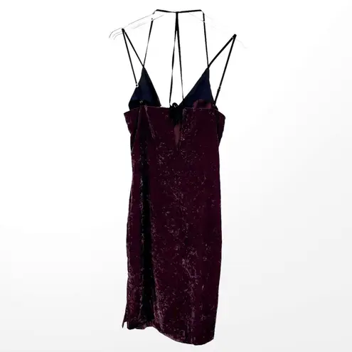 Splendid  Purple Black VNeck Crushed Velvet Cami Dress