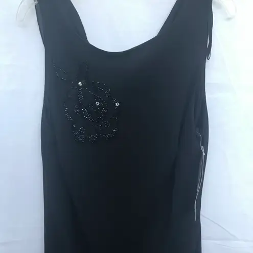 Robbie Bee NWT 12 Little Black Dress Women's Embroidered Floral Elegant Evening