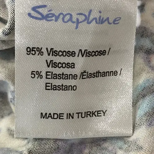 SERAPHINE Maternity scoop neck body con Floral Sleeveless Maxi Dress Size 6 Blue