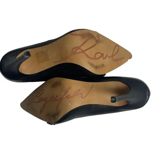 Karl Lagerfeld Women's Black Carmy Leather Stiletto Pumps Size 6M