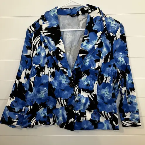 Toni Morgan Women's Blue Dress Blazer Buttons Floral Chic 1X