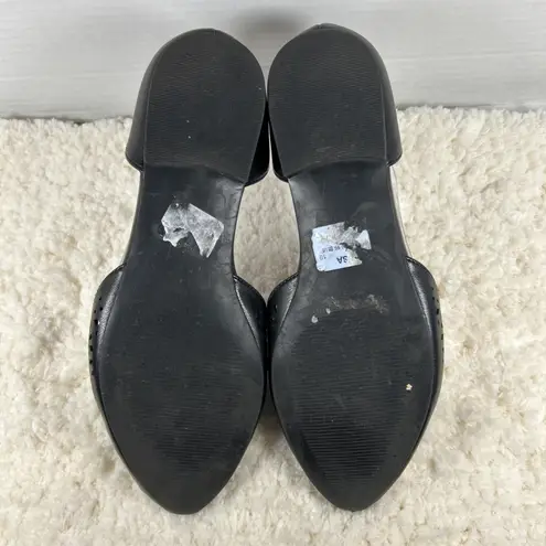 Isaac Mizrahi New York Black Pointed Toe D'Orsay Flats Vegan Perforated Size 8.5