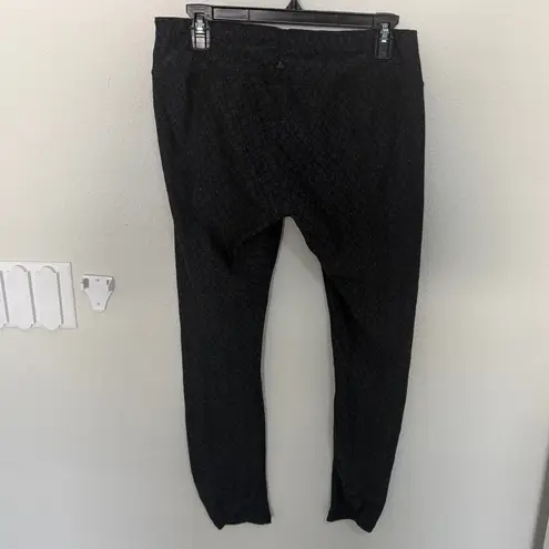 prAna Misty Leggings Charcoal Gray and Black Jacquard Knit Ruched Tight Large