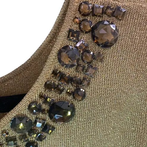 Joseph A   Top Womens Medium‎ Gold Metallic Viscose Nylon Faceted Embellishment*