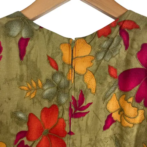 R & K Vintage Originals Women’s 14 Green Floral Print Maxi Boho Cottage Dress