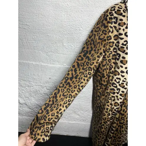 Dennis Basso Size L Fab Leopard Animal Print Faux-Fur Reversible Car Coat Jacket