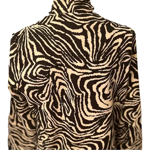 Birch Hill Animal Print Zip Up Jacket Zebra Pattern Long Sleeve Retro Y2K Style Tan Size M