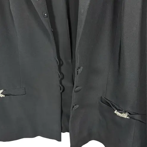 VINTAGE Escada Women’s 100% Silk Blazer Crystal X Brooches Size 42 (L) Black Size L