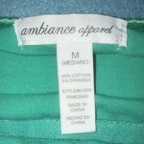 Ambiance Apparel  built in bra silky adjustable spaghetti straps turquoise size M