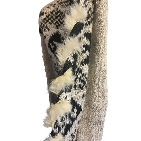 K. Jordan Southwestern Open Cardigan Sweater/Duster Coat Tan & Black w/ Faux Fur Size undefined