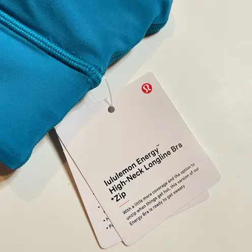 Lululemon  Energy Bra High Neck Longline Zip Blue Medium Support Size 4