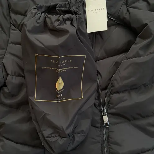 TED BAKER Renika Packable Puffer Jacket Black Size 3 / 8 NEW