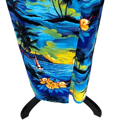 VTG SANANA'S Maxi skirt Size Medium Tropical Print Resort wear Y2K Swim Coverup Blue