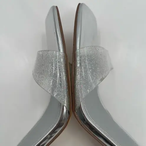 Marc Fisher  Heels Breta Size 9.5 Chrome Silver Clear Sparkle Prom Homecoming