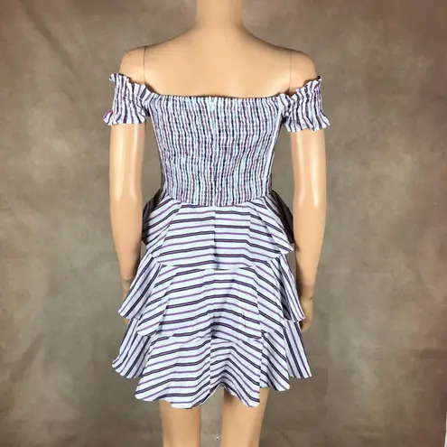 Lucy Paris Cotton Off-the-Shoulder Red/White/Blue Striped Dress NWT SMALL
