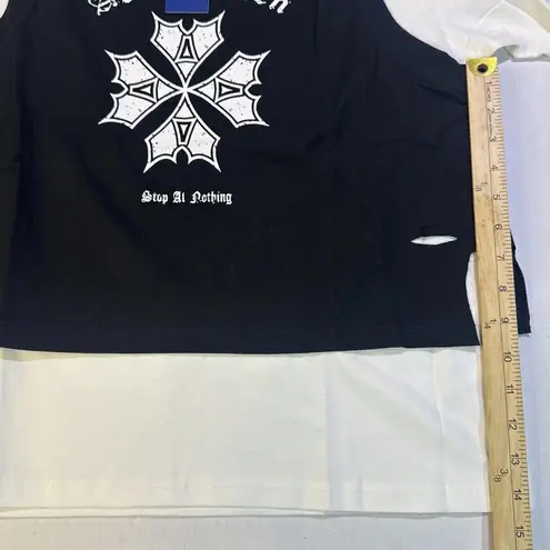 Aelfric Eden Punk Emo Goth Preppy Oversized Distressed T Shirt Vest XS NWT