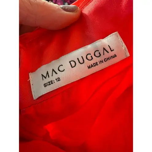 Mac Duggal NWT Ruffled One Shoulder Asymmetrical Gown in Cherry Size 12