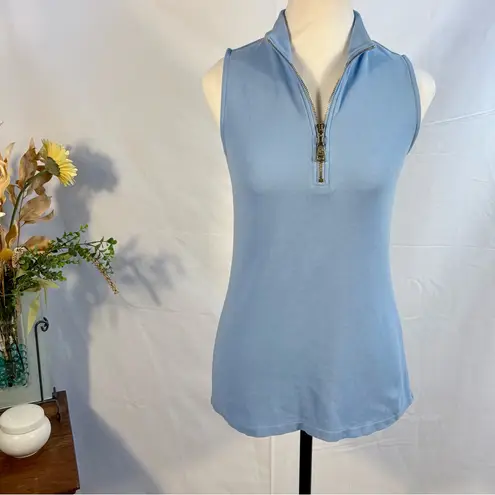 Spartina 449 ♨️ Serena Half-Zip Pique Top — Azure (Sleeveless) Size XXS NEW 💛